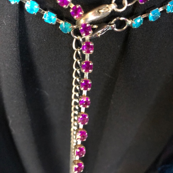 Purple and Turquoise Blue Rhinestone Belts Crystal GUC - Picture 8 of 8